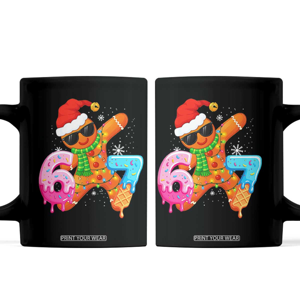 Funny 67 Meme Gingerbread Christmas Coffee Mug Six Seven Ice Cream Drip Boys TS10 Black Print Your Wear
