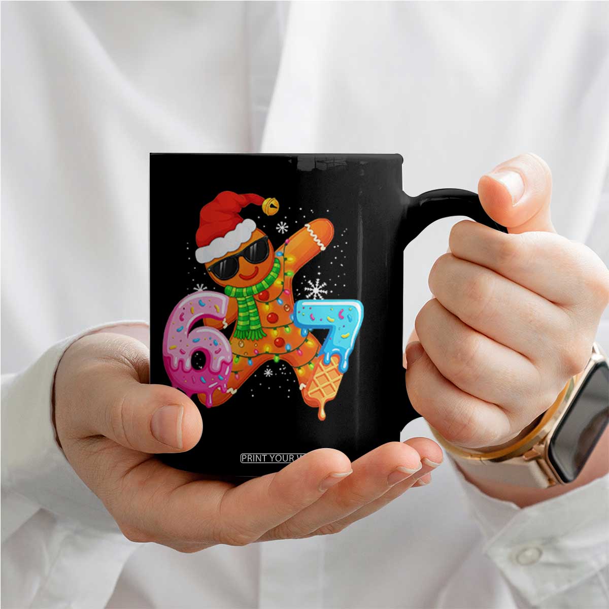 Funny 67 Meme Gingerbread Christmas Coffee Mug Six Seven Ice Cream Drip Boys TS10 Print Your Wear