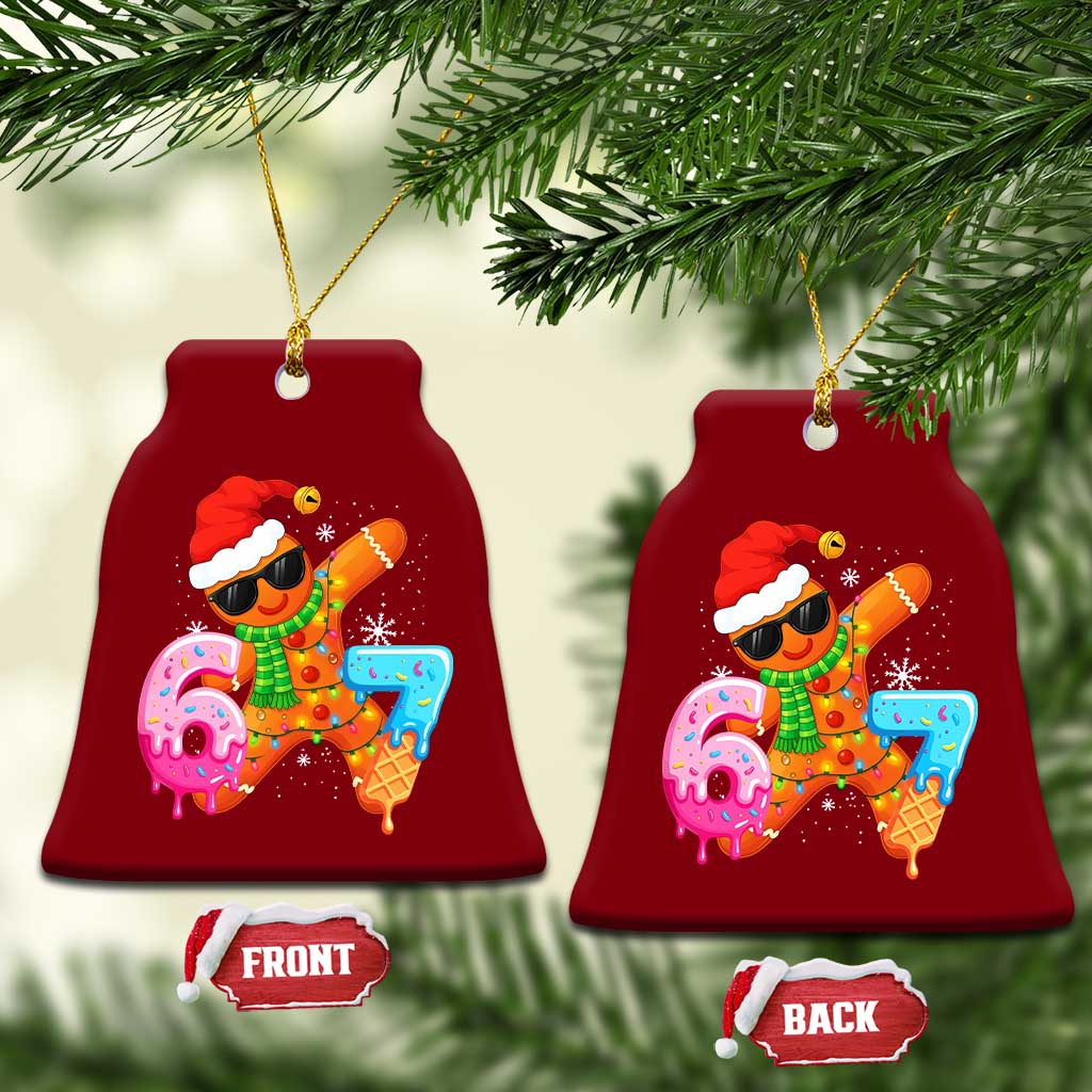 Funny 67 Meme Gingerbread Christmas Ceramic Ornament Six Seven Ice Cream Drip Boys TS10 Print Your Wear
