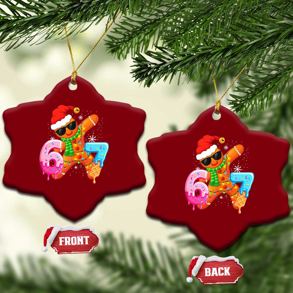 Funny 67 Meme Gingerbread Christmas Ceramic Ornament Six Seven Ice Cream Drip Boys TS10 Print Your Wear