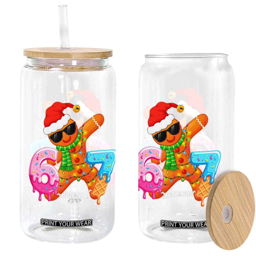 Funny 67 Meme Gingerbread Christmas Glass Can Six Seven Ice Cream Drip Boys TS10 Print Your Wear