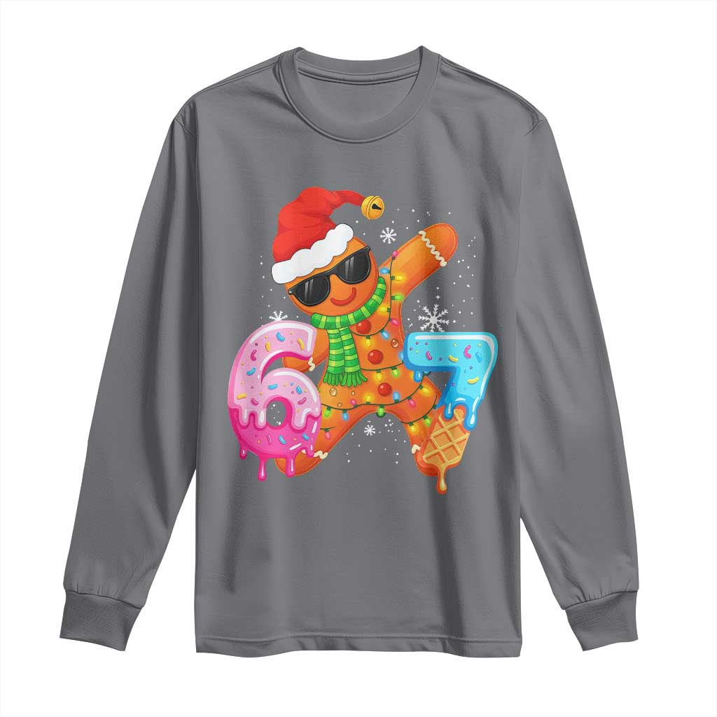 Funny 67 Meme Gingerbread Christmas Long Sleeve Shirt Six Seven Ice Cream Drip Boys TS10 Charcoal Print Your Wear