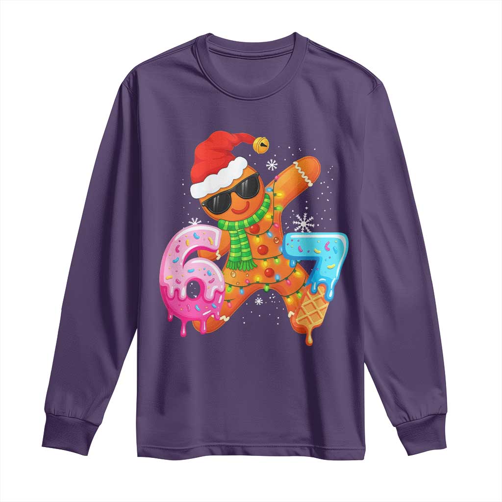 Funny 67 Meme Gingerbread Christmas Long Sleeve Shirt Six Seven Ice Cream Drip Boys TS10 Purple Print Your Wear