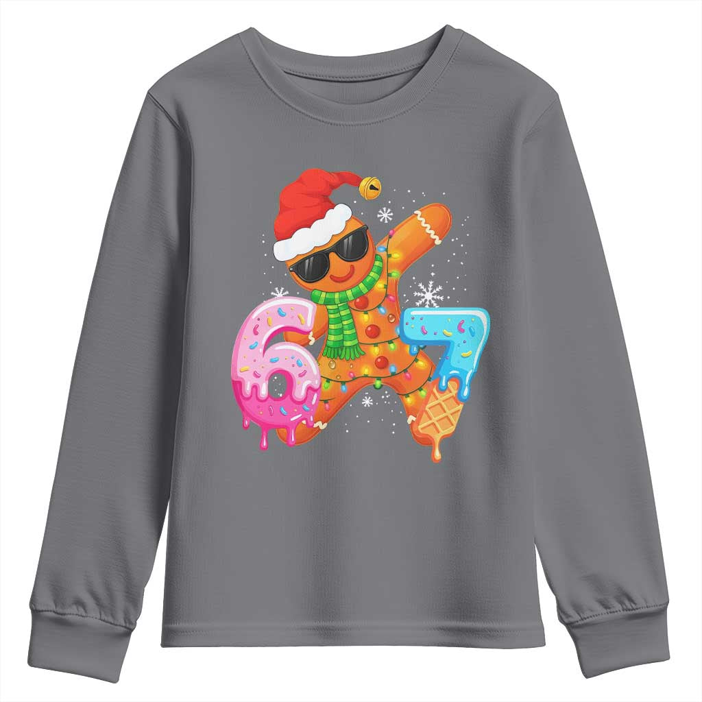 Funny 67 Meme Gingerbread Christmas Youth Sweatshirt Six Seven Ice Cream Drip Boys TS10 Charcoal Print Your Wear