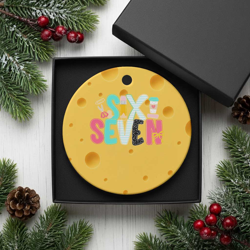 Funny Teacher Six Seven Ceramic Ornament 6 7 Meme TS10 1pc Yellow Cheese Print Your Wear