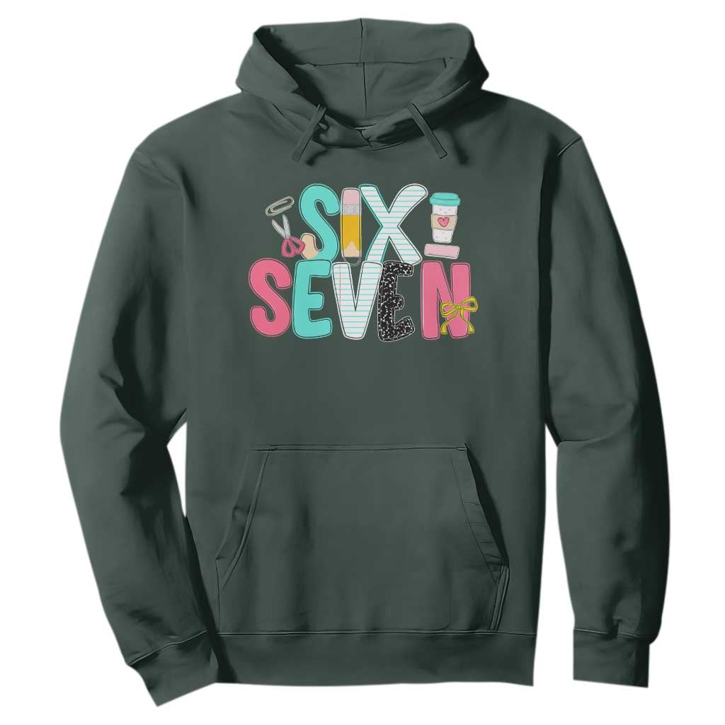 Funny Teacher Six Seven Hoodie 6 7 Meme TS10 Dark Forest Green Print Your Wear