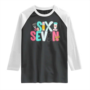 Funny Teacher Six Seven Raglan Shirt 6 7 Meme TS10 Black White Print Your Wear