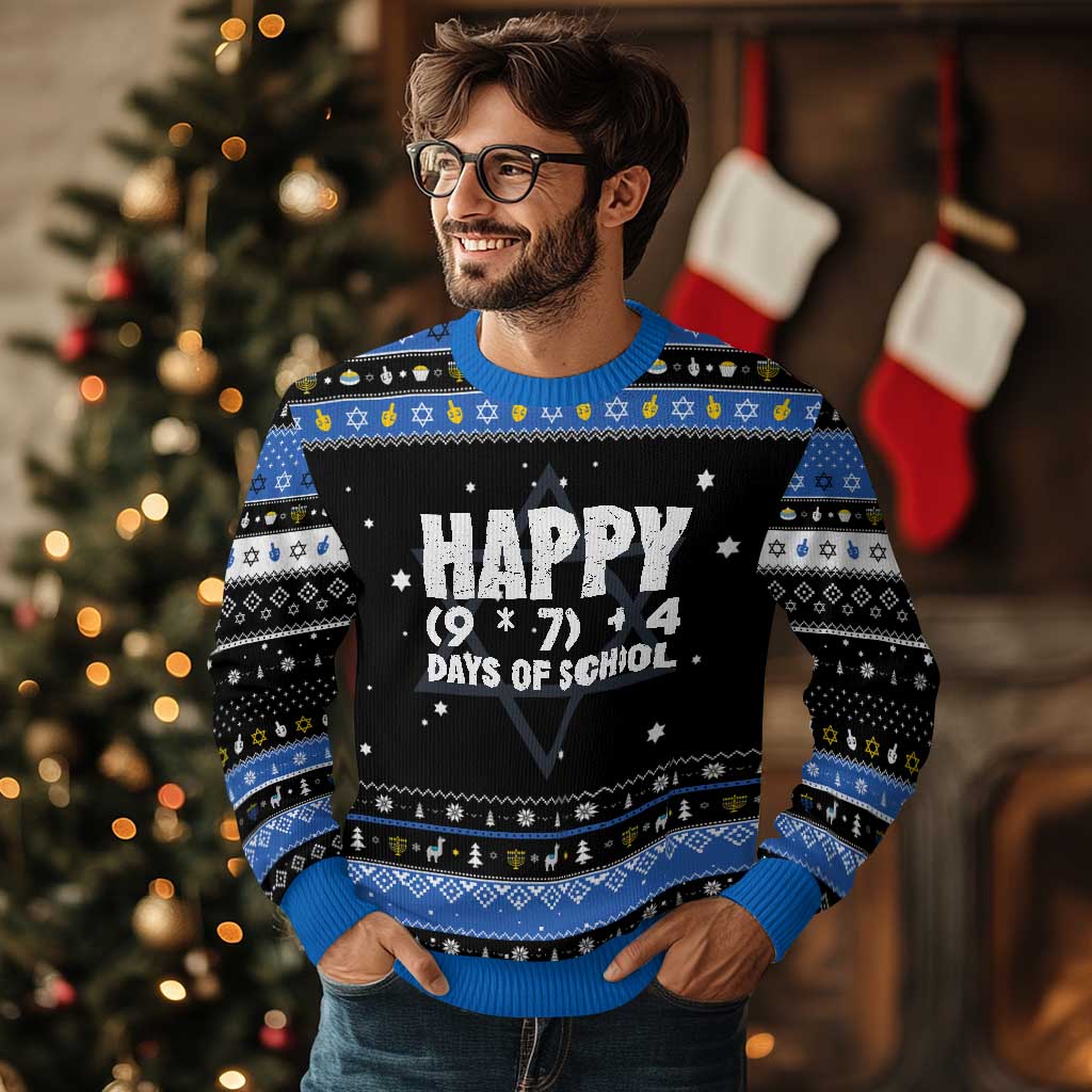 67 Days Of School Hanukkah Ugly Sweater Do The Math 67 Meme Funny Six Seven Teacher TS10 Black Blue Print Your Wear