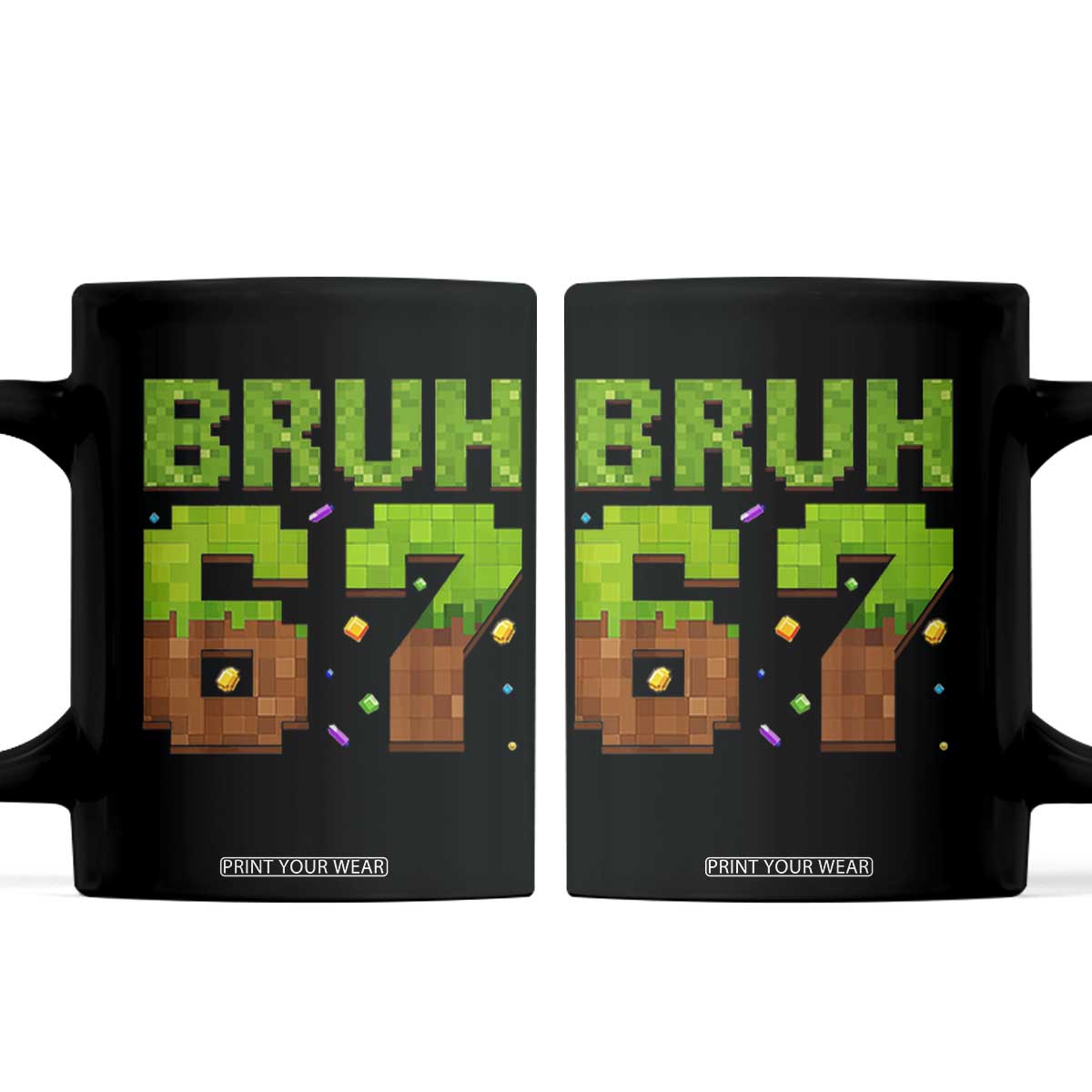 Funny Six Seven Coffee Mug 67 Meme 6 7 Boy Game Pixel Number TS10 Black Print Your Wear
