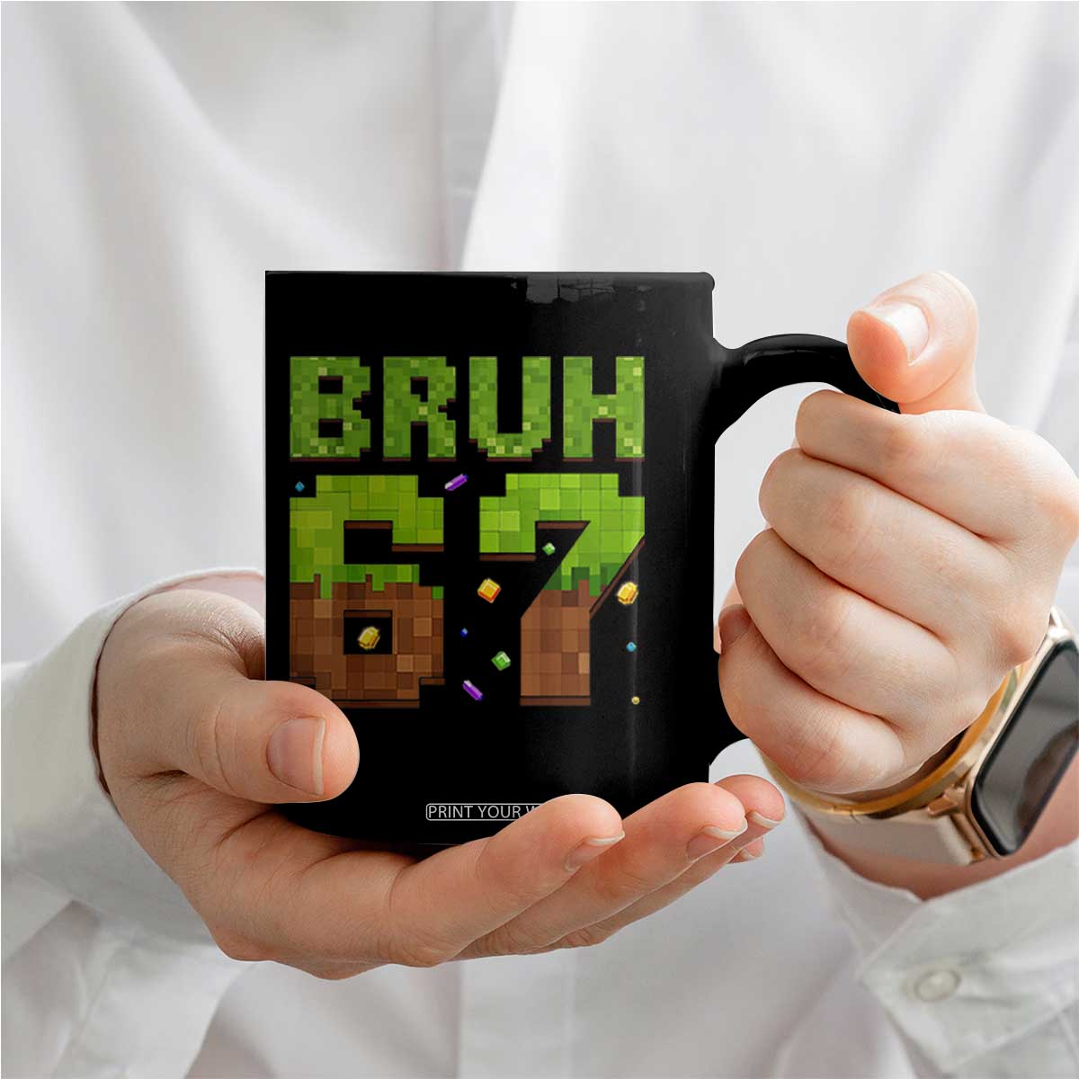 Funny Six Seven Coffee Mug 67 Meme 6 7 Boy Game Pixel Number TS10 Print Your Wear