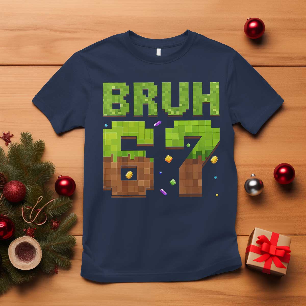 Funny Six Seven T Shirt 67 Meme 6 7 Boy Game Pixel Number TS10 Navy Print Your Wear