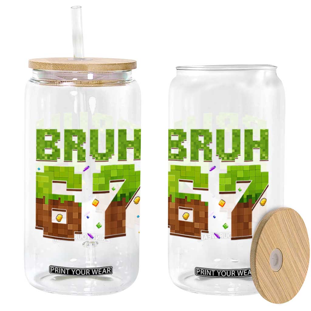 Funny Six Seven Glass Can 67 Meme 6 7 Boy Game Pixel Number TS10 Print Your Wear