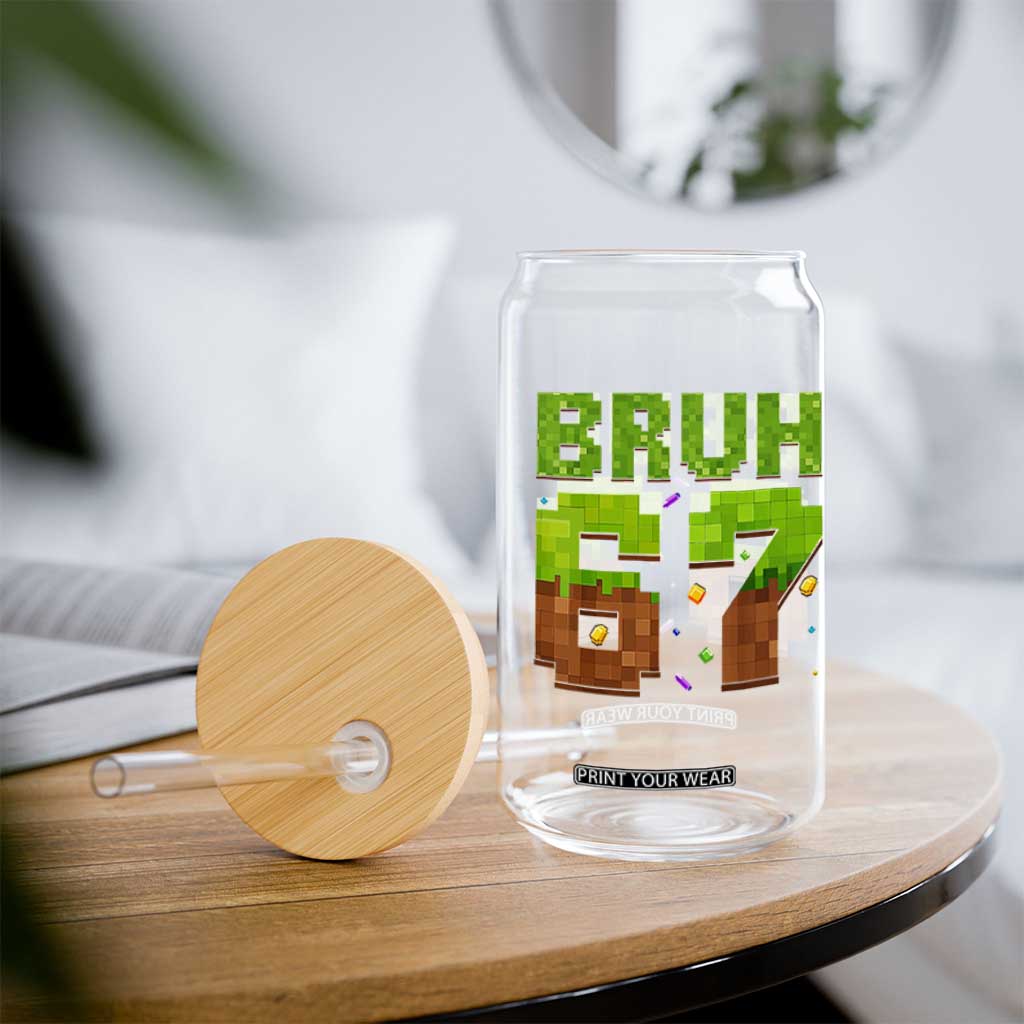 Funny Six Seven Glass Can 67 Meme 6 7 Boy Game Pixel Number TS10 Print Your Wear