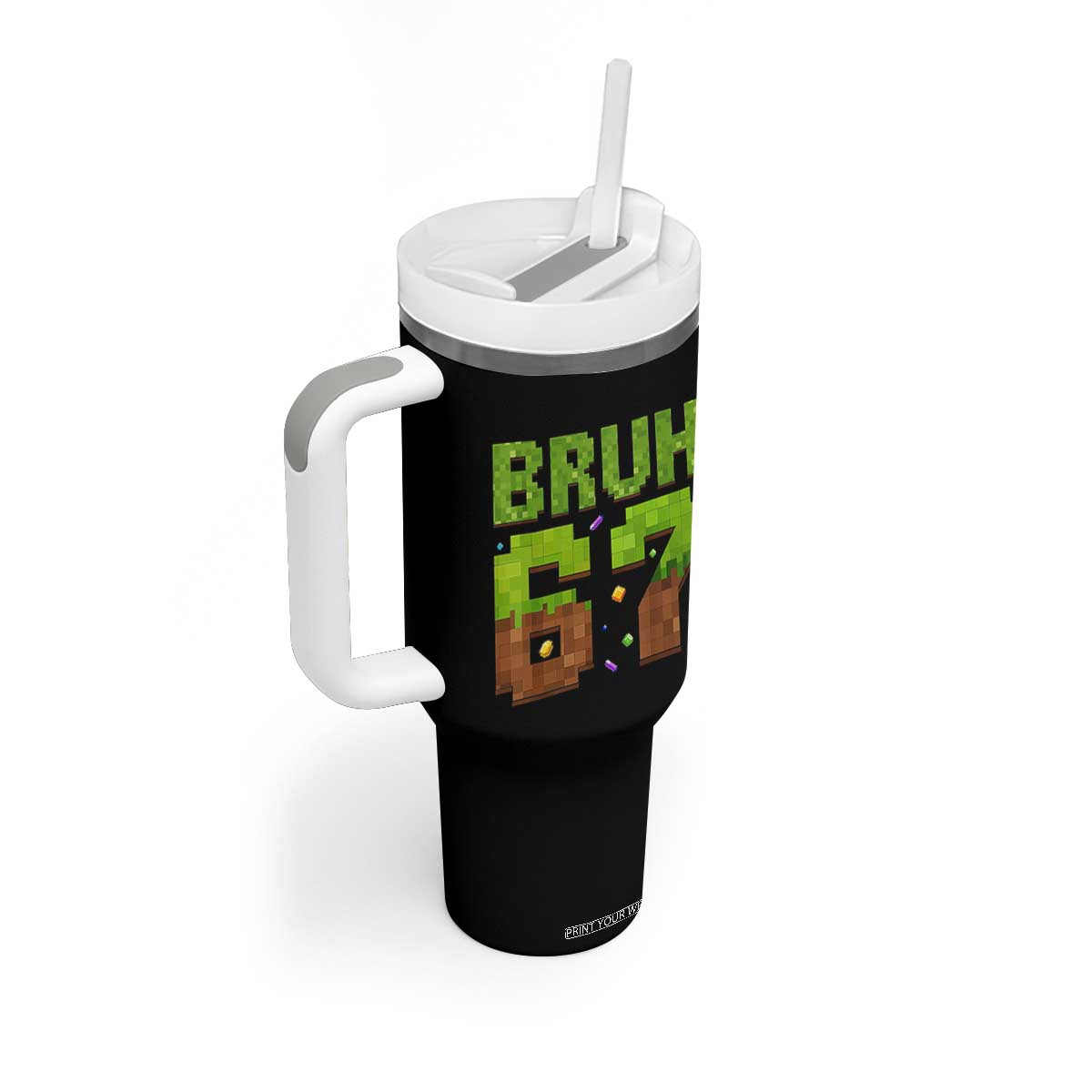 Funny Six Seven Tumbler With Handle 67 Meme 6 7 Boy Game Pixel Number TS10 Print Your Wear