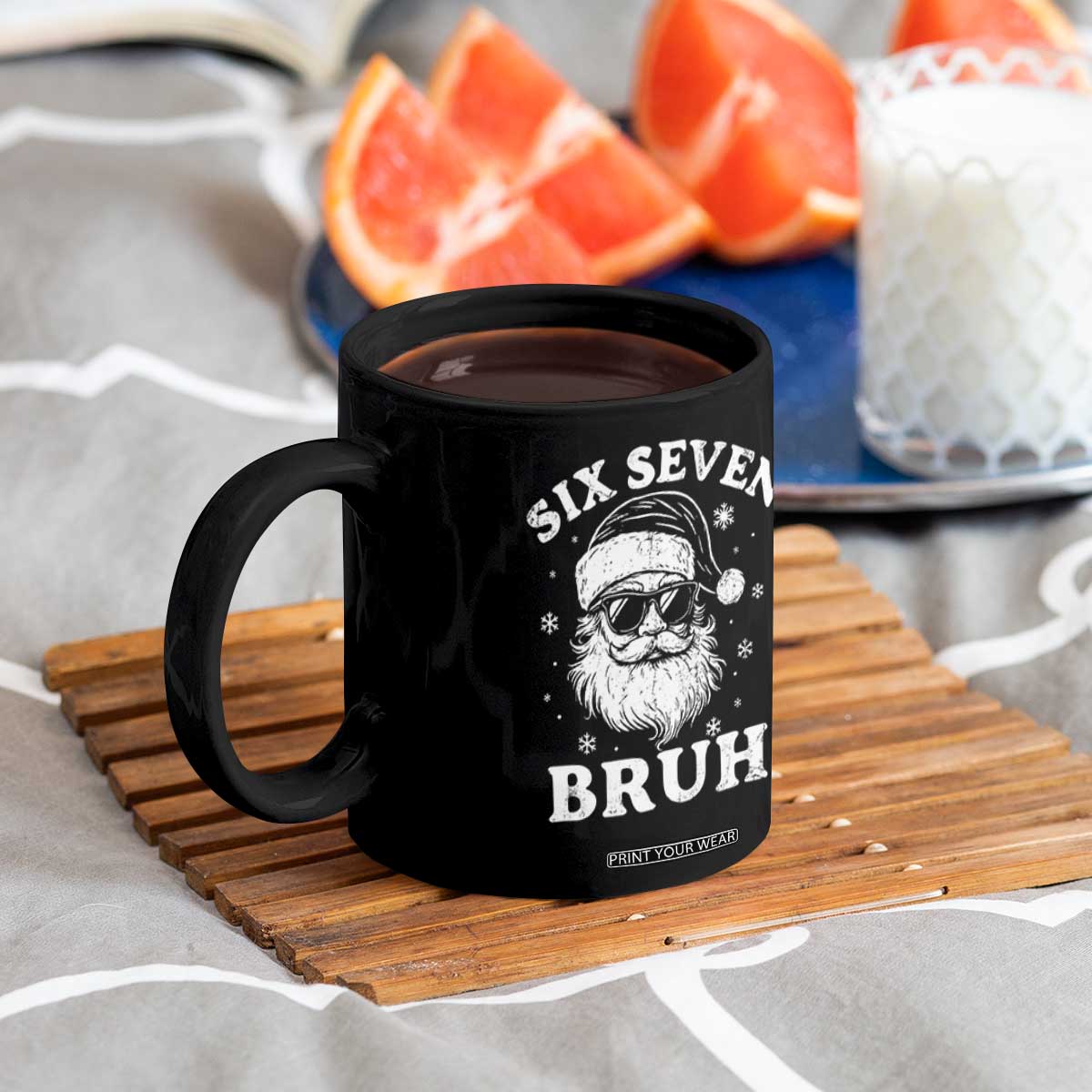 67 Christmas Six Seven Bruh Coffee Mug Funny Santa 6 7 Meme TS10 Print Your Wear