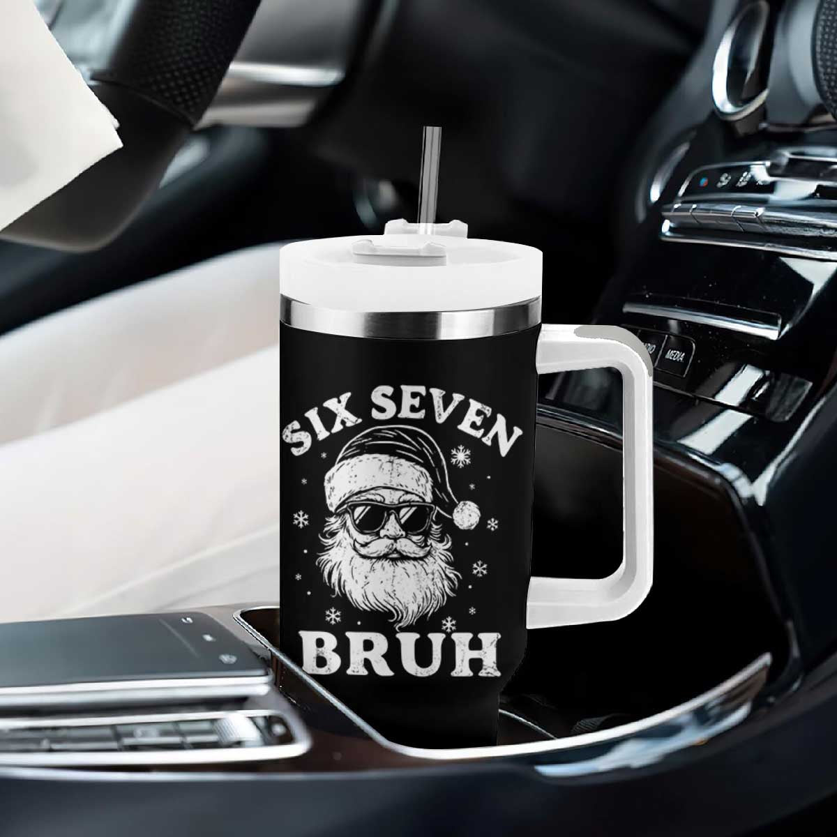 67 Christmas Six Seven Bruh Tumbler With Handle Funny Santa 6 7 Meme TS10 Print Your Wear