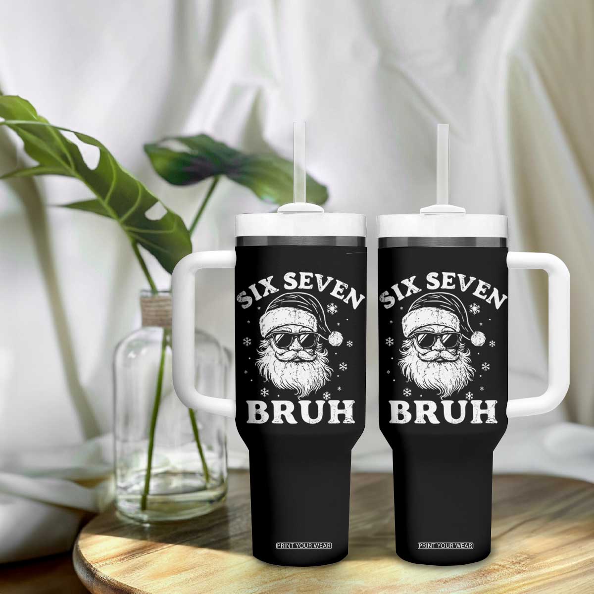 67 Christmas Six Seven Bruh Tumbler With Handle Funny Santa 6 7 Meme TS10 Print Your Wear