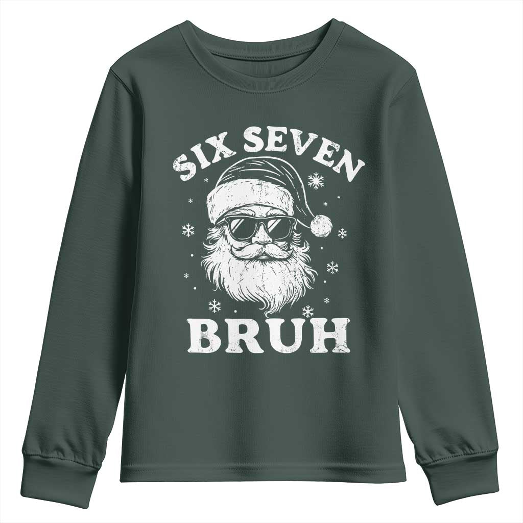 67 Christmas Six Seven Bruh Youth Sweatshirt Funny Santa 6 7 Meme TS10 Dark Forest Green Print Your Wear