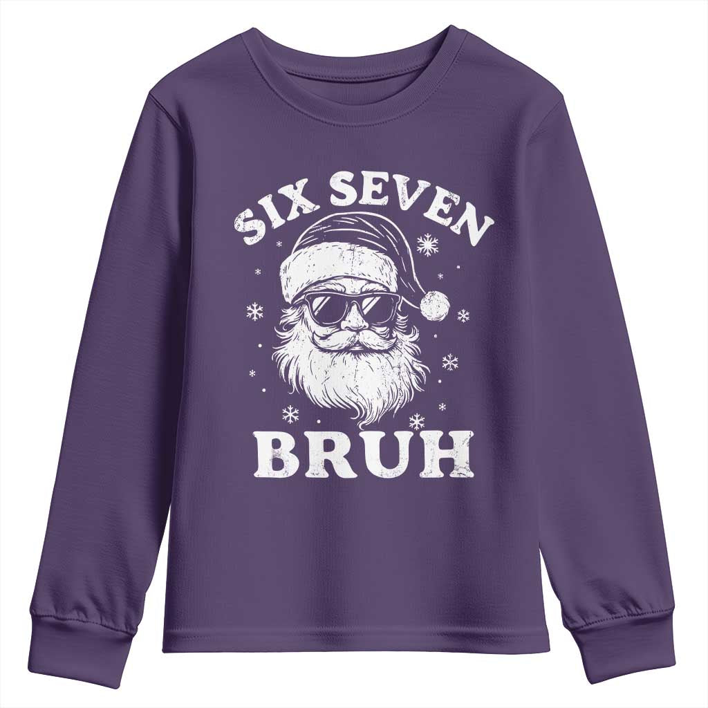 67 Christmas Six Seven Bruh Youth Sweatshirt Funny Santa 6 7 Meme TS10 Purple Print Your Wear