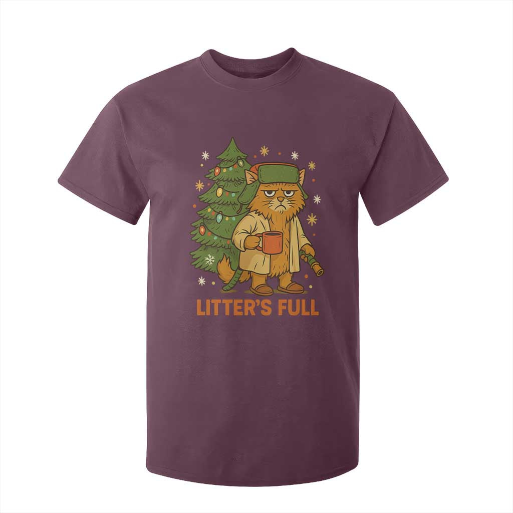 Litters Full T Shirt For Kid Funny Christmas Vacation Cat TS10 Maroon Print Your Wear