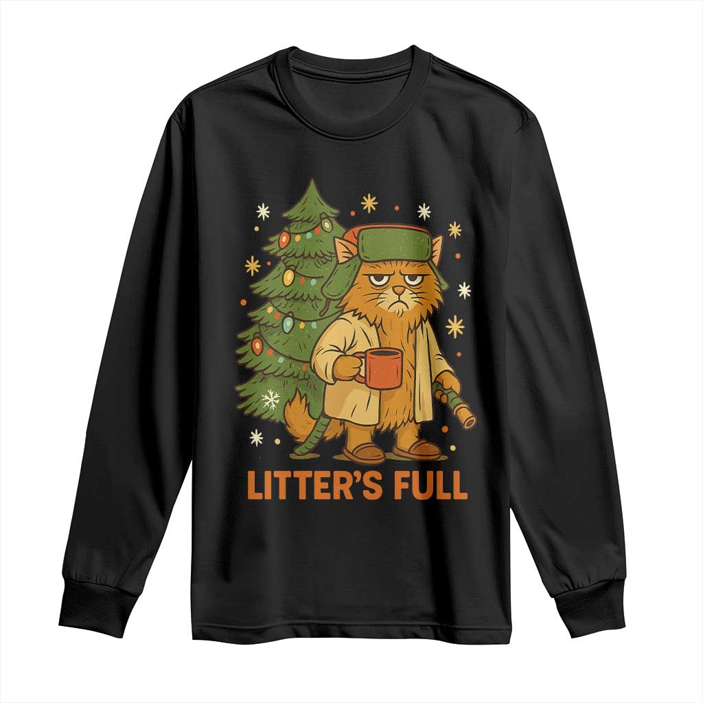 Litters Full Long Sleeve Shirt Funny Christmas Vacation Cat TS10 Black Print Your Wear