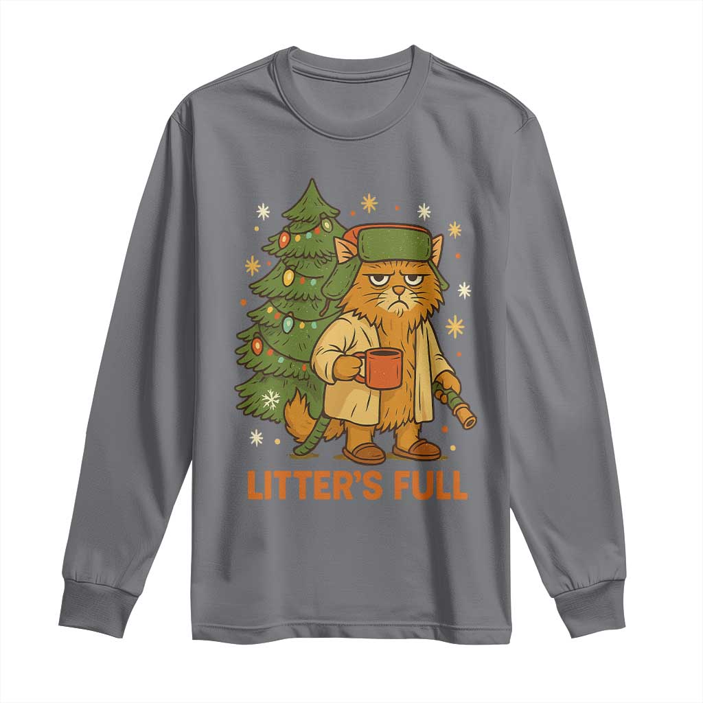 Litters Full Long Sleeve Shirt Funny Christmas Vacation Cat TS10 Charcoal Print Your Wear