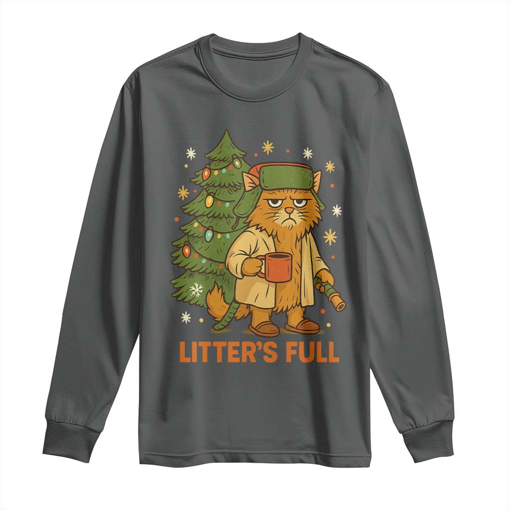 Litters Full Long Sleeve Shirt Funny Christmas Vacation Cat TS10 Dark Heather Print Your Wear