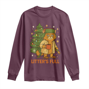 Litters Full Long Sleeve Shirt Funny Christmas Vacation Cat TS10 Maroon Print Your Wear