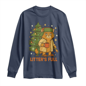 Litters Full Long Sleeve Shirt Funny Christmas Vacation Cat TS10 Navy Print Your Wear
