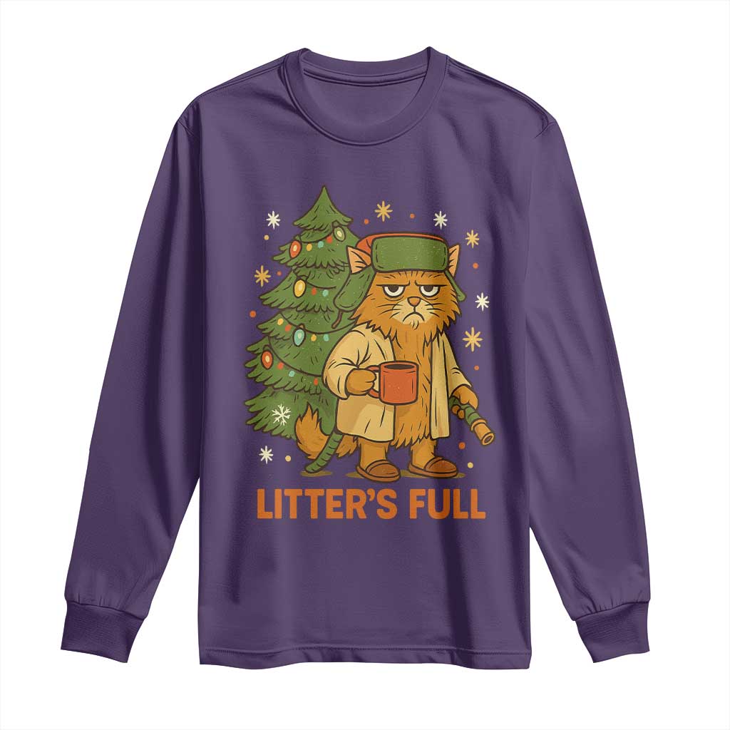 Litters Full Long Sleeve Shirt Funny Christmas Vacation Cat TS10 Purple Print Your Wear