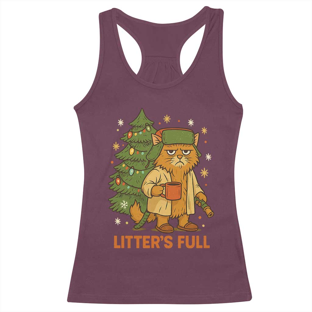 Litters Full Racerback Tank Top Funny Christmas Vacation Cat TS10 Maroon Print Your Wear