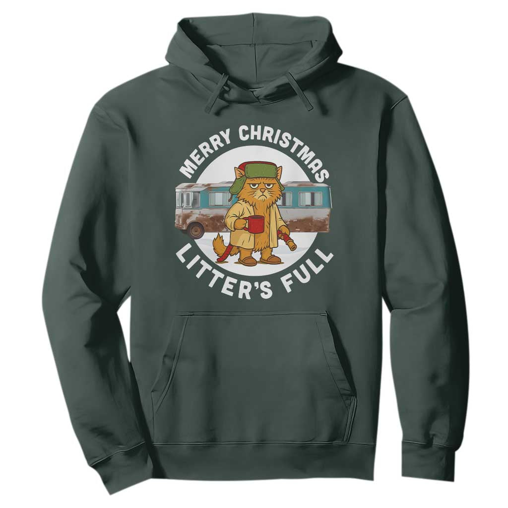 Merry Christmas Litters Full Hoodie Funny Christmas Vacation Cat TS10 Dark Forest Green Print Your Wear