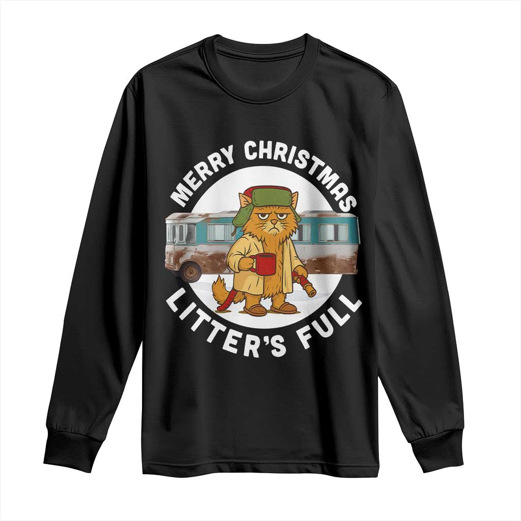 Merry Christmas Litters Full Long Sleeve Shirt Funny Christmas Vacation Cat TS10 Black Print Your Wear