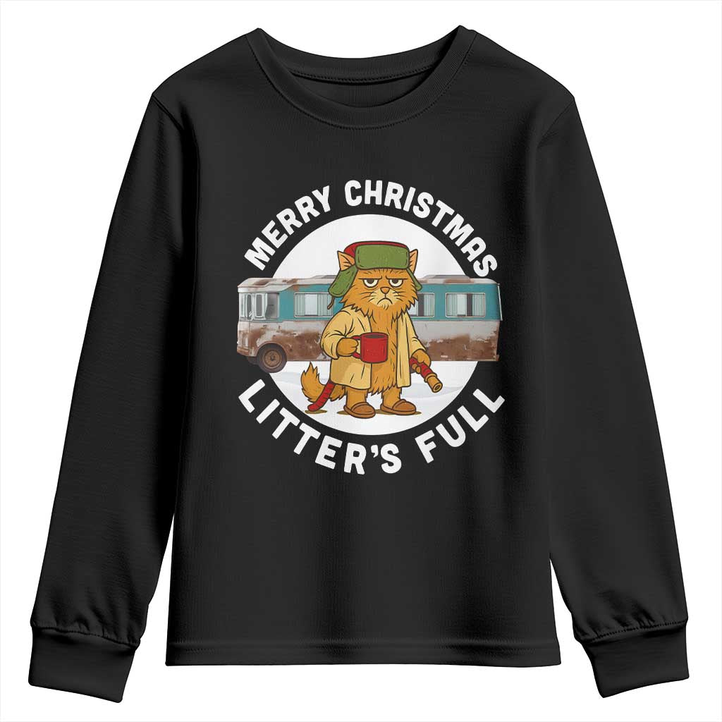 Merry Christmas Litters Full Youth Sweatshirt Funny Christmas Vacation Cat TS10 Black Print Your Wear
