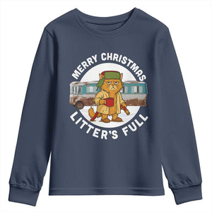 Merry Christmas Litters Full Youth Sweatshirt Funny Christmas Vacation Cat TS10 Navy Print Your Wear