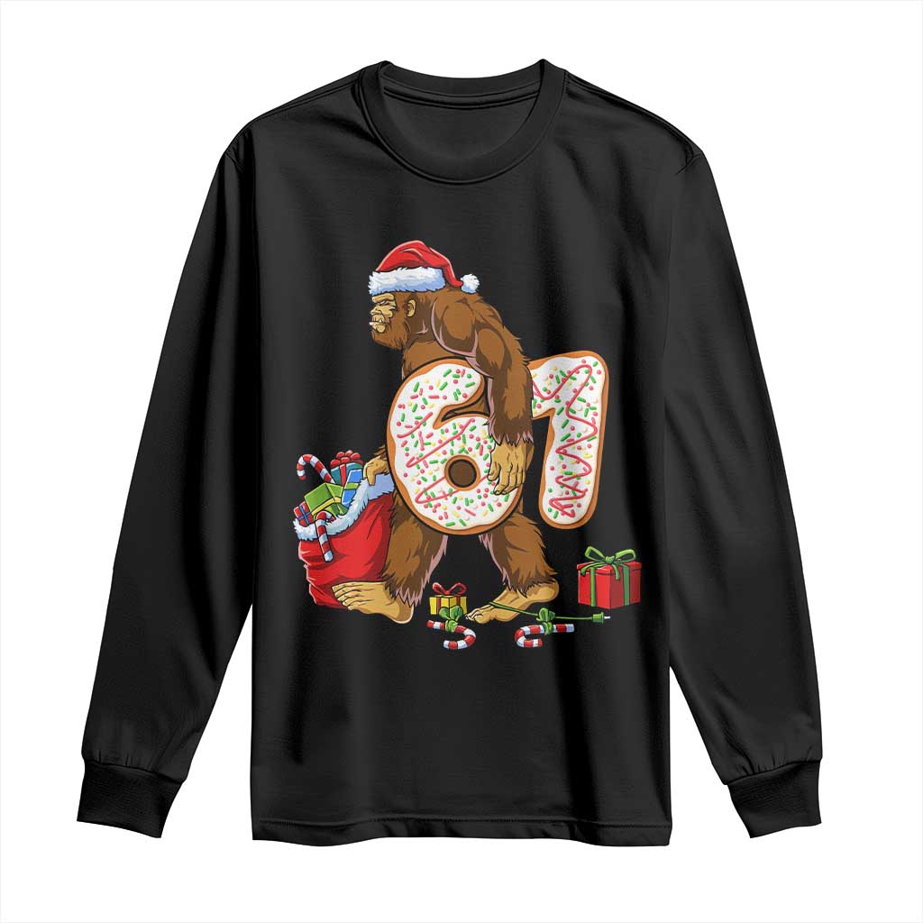 Christmas Bigfoot 67 Meme Long Sleeve Shirt Funny Six Seven Gen Alpha Slang Sasquatch TS10 Black Print Your Wear