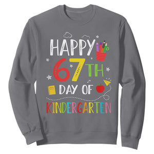 67 Days Of Kindergarten Sweatshirt Happy 67th Day Of School Teachers Student Meme TS10 Charcoal Print Your Wear