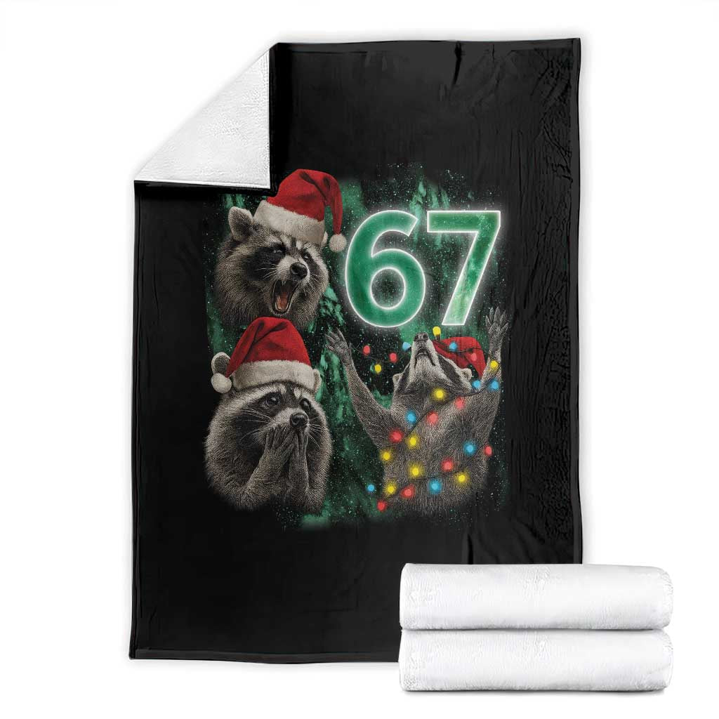 Funny Christmas 67 Meme Racoon Throw Blanket Howling at The Moon TS10 Black Print Your Wear