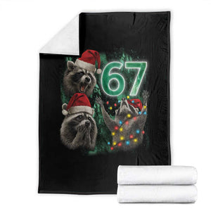Funny Christmas 67 Meme Racoon Throw Blanket Howling at The Moon TS10 Black Print Your Wear