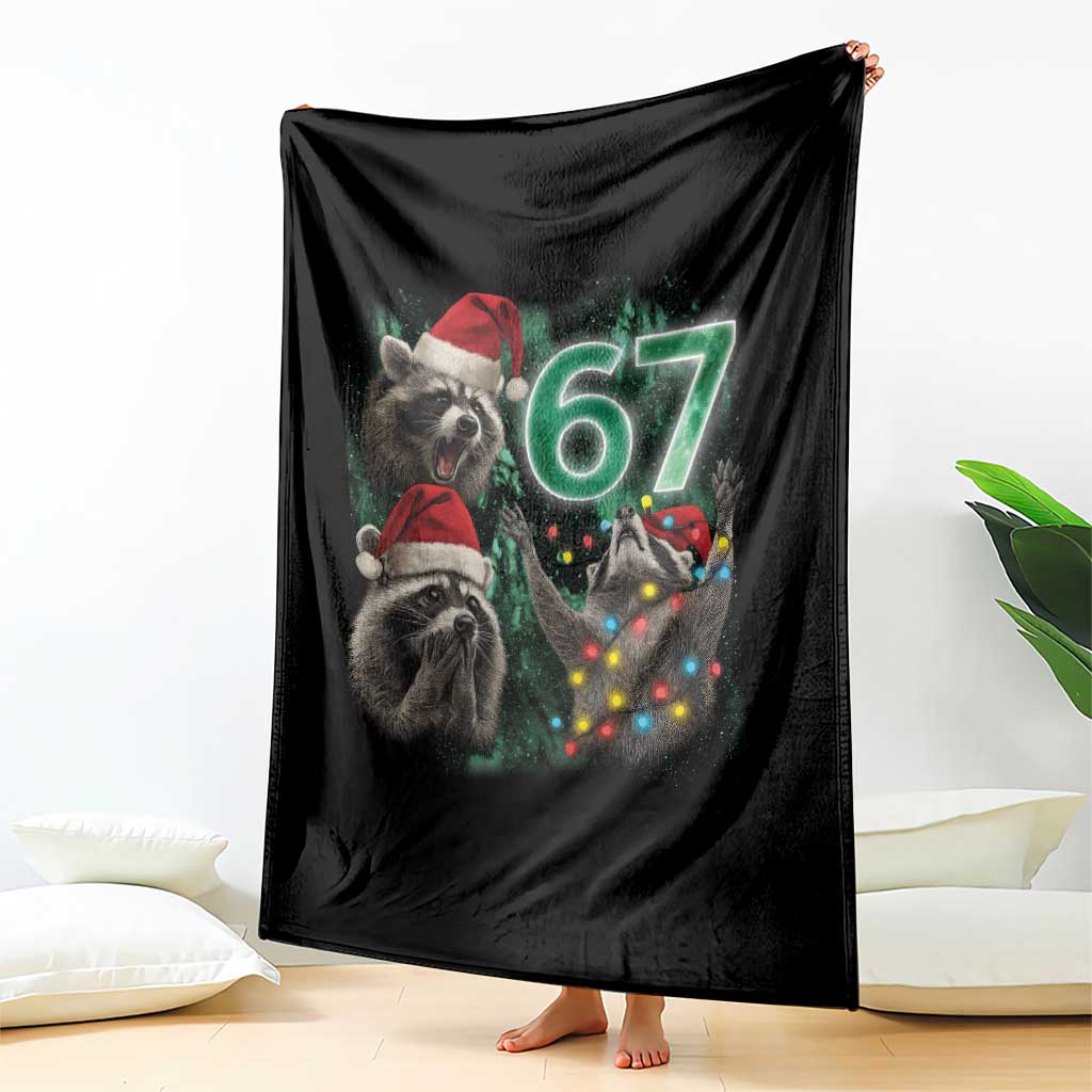 Funny Christmas 67 Meme Racoon Throw Blanket Howling at The Moon TS10 Print Your Wear