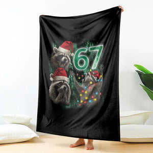 Funny Christmas 67 Meme Racoon Throw Blanket Howling at The Moon TS10 Print Your Wear