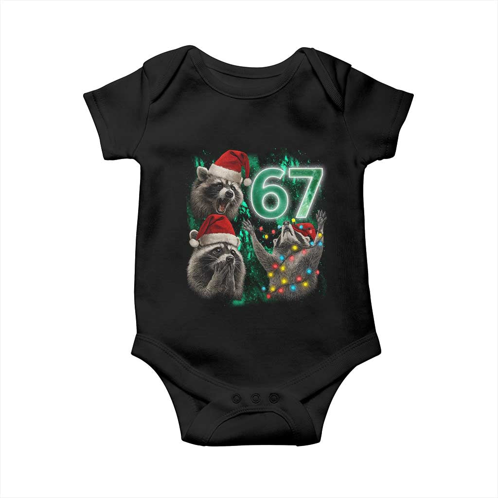 Funny Christmas 67 Meme Racoon Baby Onesie Howling at The Moon TS10 Black Print Your Wear