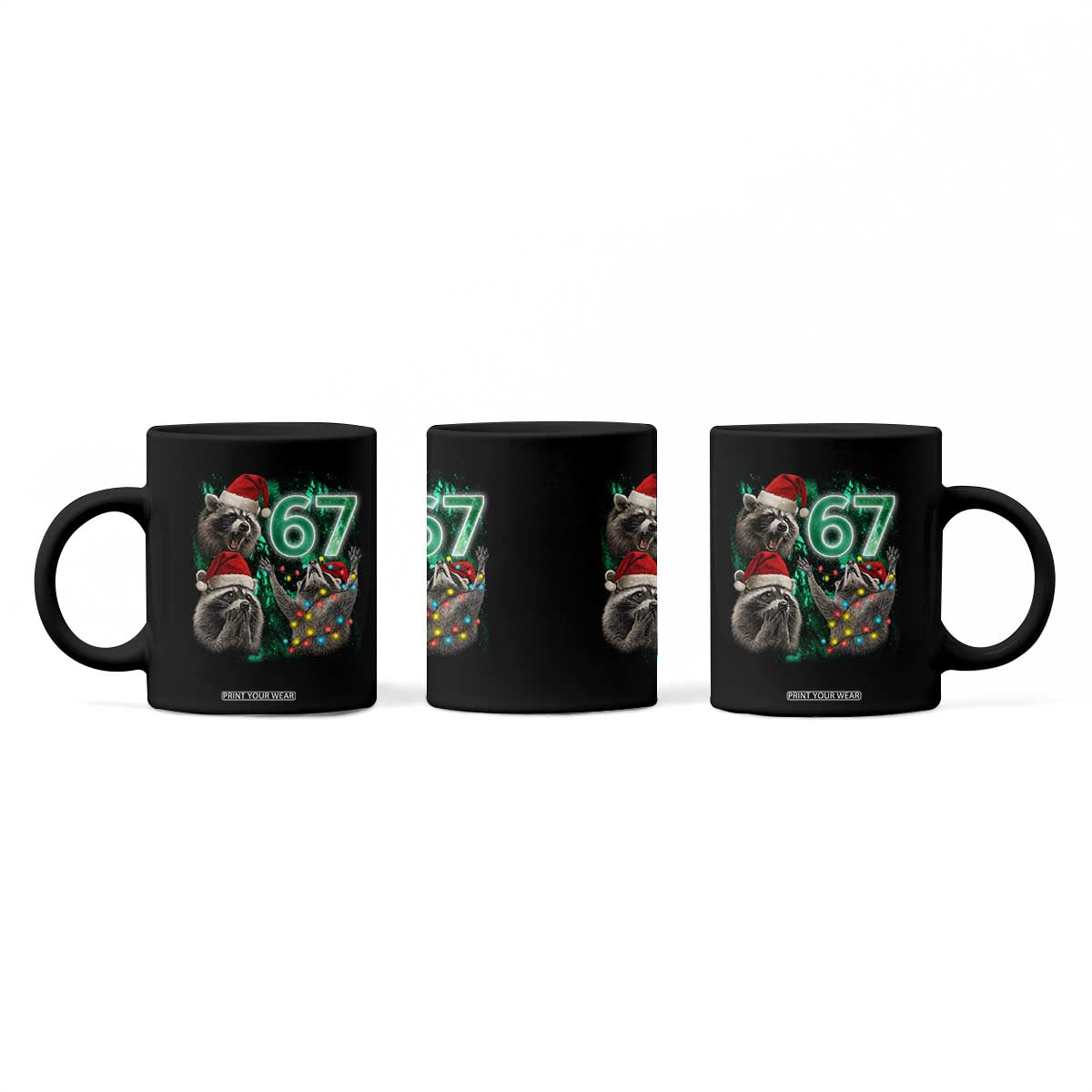 Funny Christmas 67 Meme Racoon Coffee Mug Howling at The Moon TS10 Print Your Wear