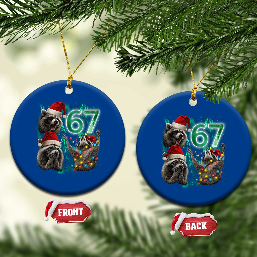 Funny Christmas 67 Meme Racoon Ceramic Ornament Howling at The Moon TS10 1pc Blue Print Your Wear