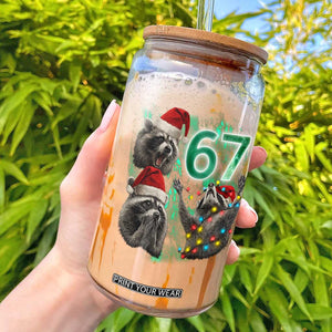 Funny Christmas 67 Meme Racoon Glass Can Howling at The Moon TS10 Black Print Your Wear