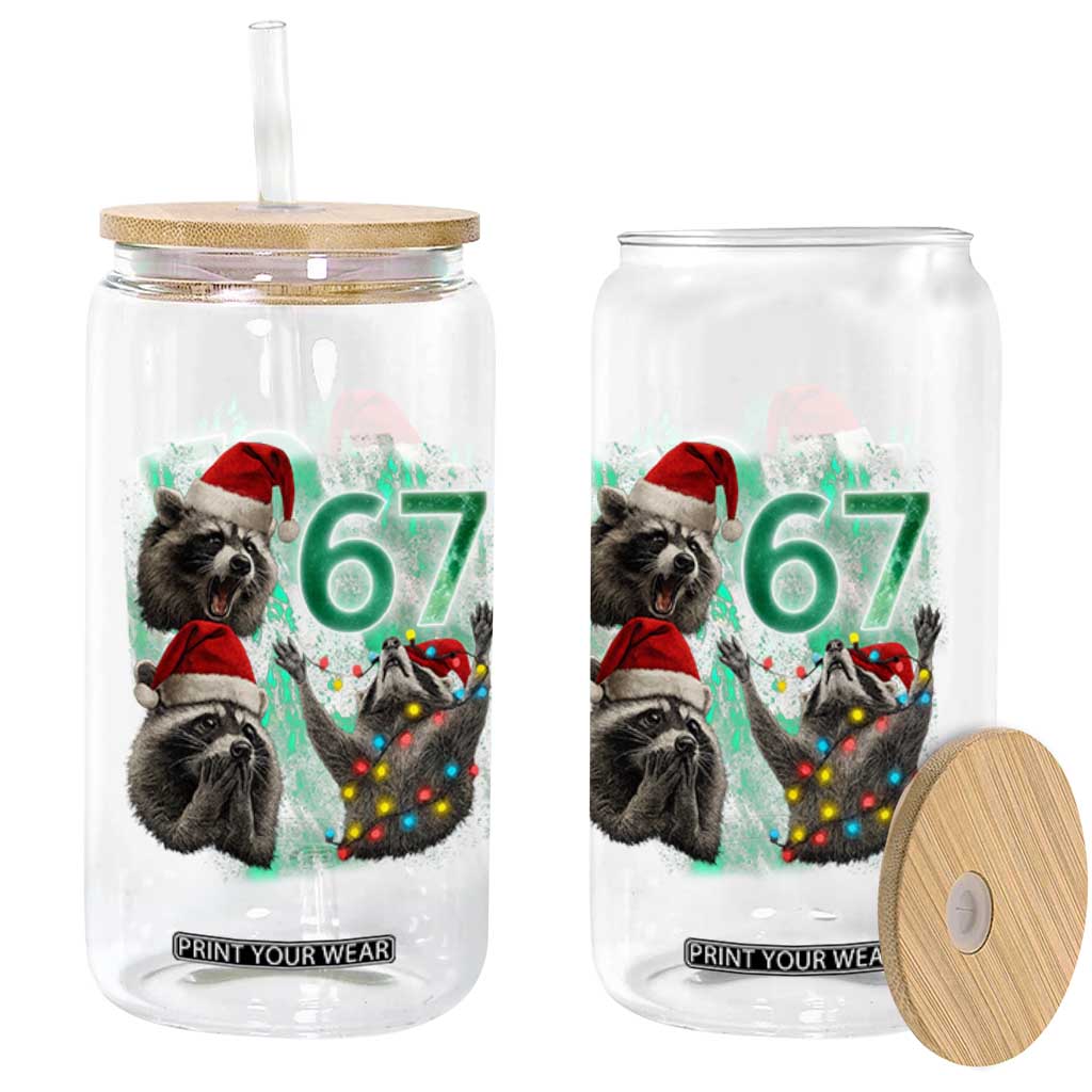 Funny Christmas 67 Meme Racoon Glass Can Howling at The Moon TS10 Print Your Wear