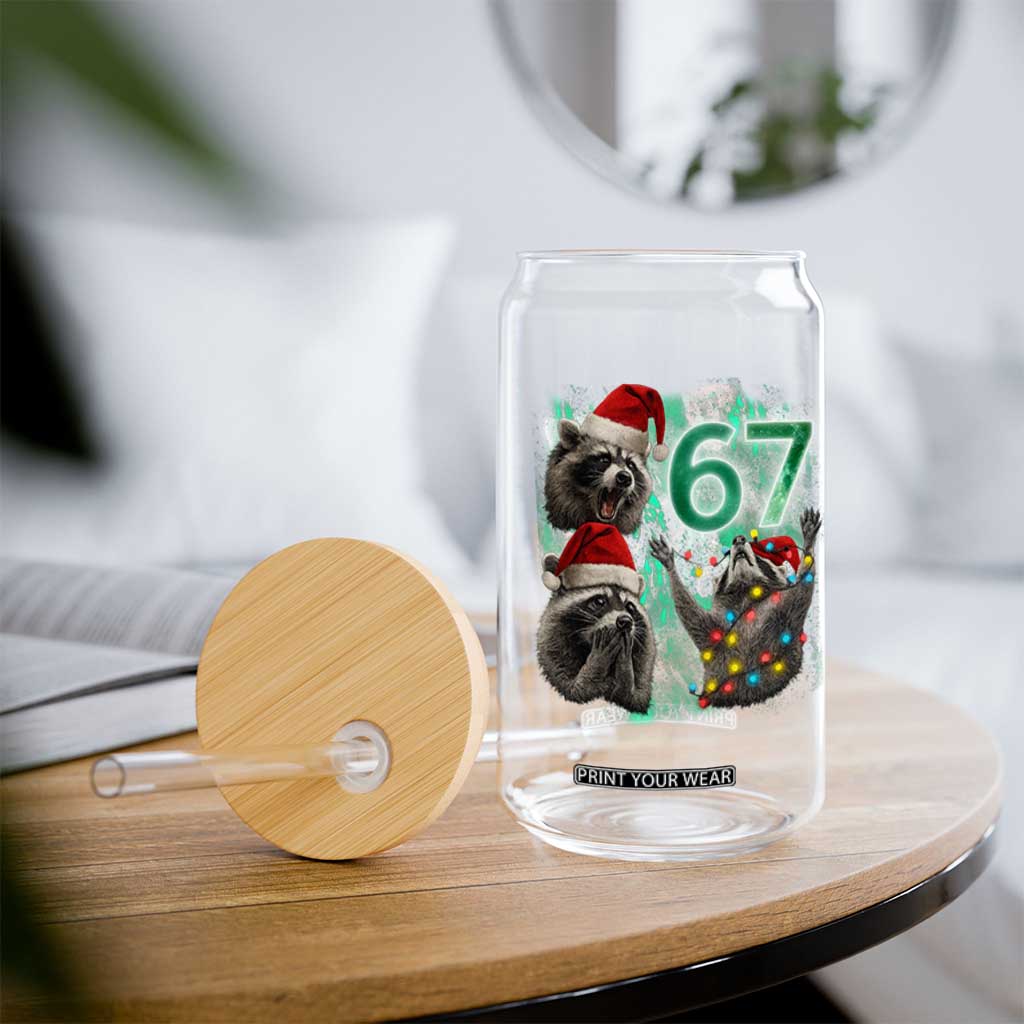 Funny Christmas 67 Meme Racoon Glass Can Howling at The Moon TS10 Print Your Wear