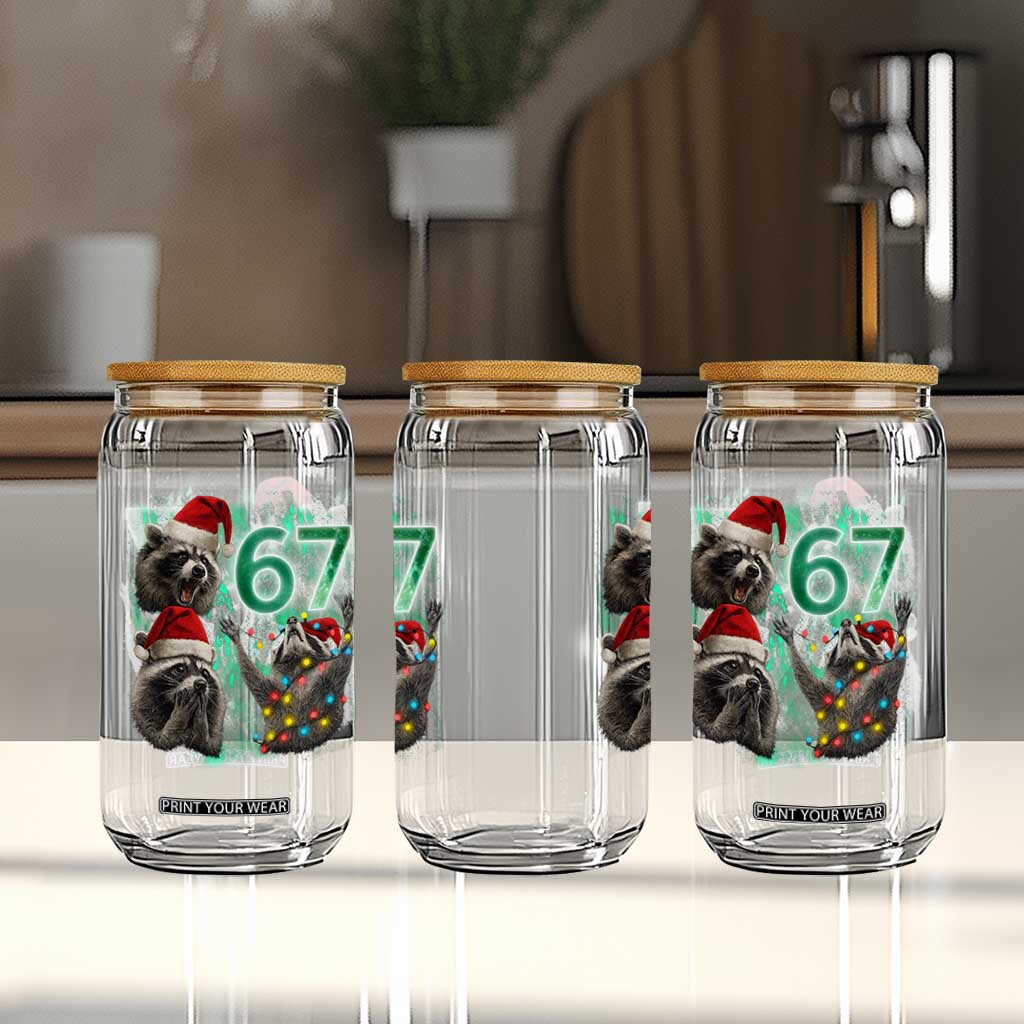Funny Christmas 67 Meme Racoon Glass Can Howling at The Moon TS10 Print Your Wear