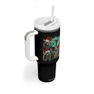 Funny Christmas 67 Meme Racoon Tumbler With Handle Howling at The Moon TS10 Print Your Wear