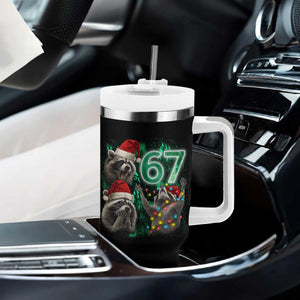 Funny Christmas 67 Meme Racoon Tumbler With Handle Howling at The Moon TS10 Print Your Wear